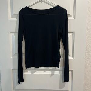 Madewell Sheer Black Long Sleeve Top